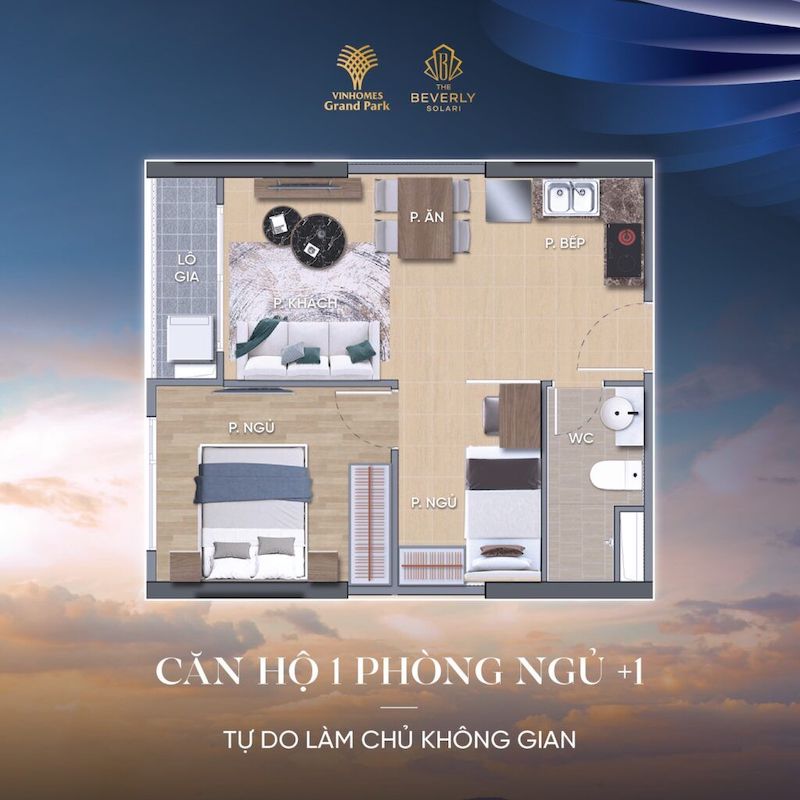 Căn hộ 1 phòng ngủ +