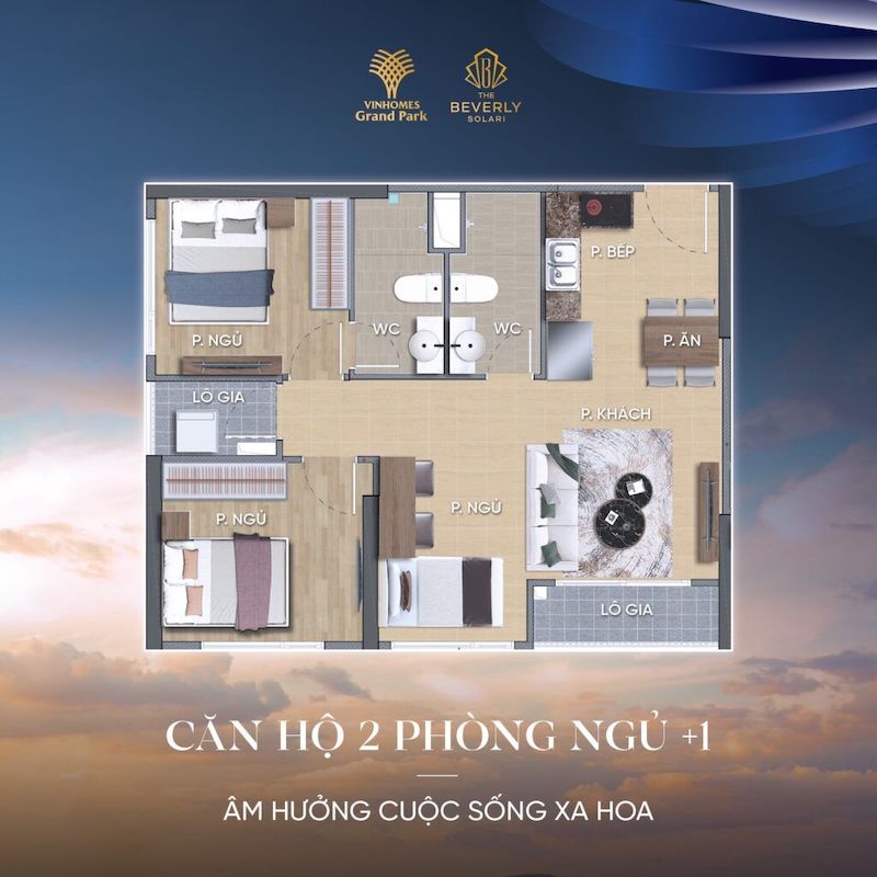 Căn hộ 2 phòng ngủ +