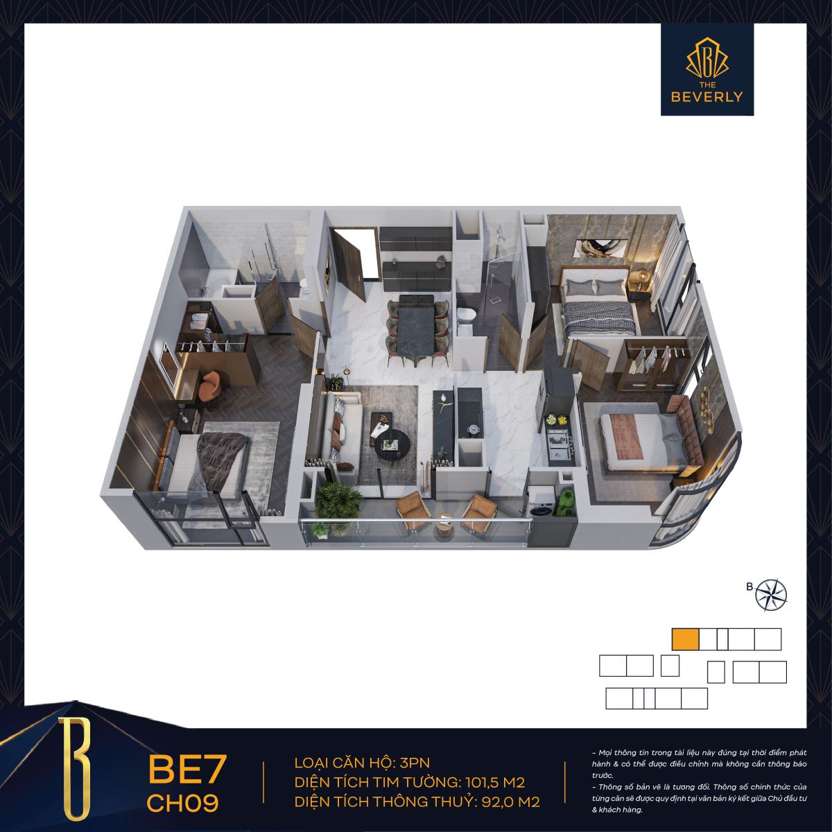 can-ho-3pn-the-beverly-7 Căn hộ 3PN: Thiết kế rộng rãi, phòng khách lớn, phù hợp với nhu cầu sinh hoạt của gia đình đông người.