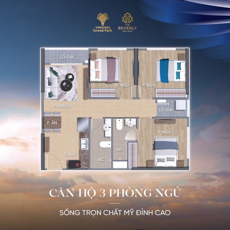 Căn hộ 3 phòng ngủ