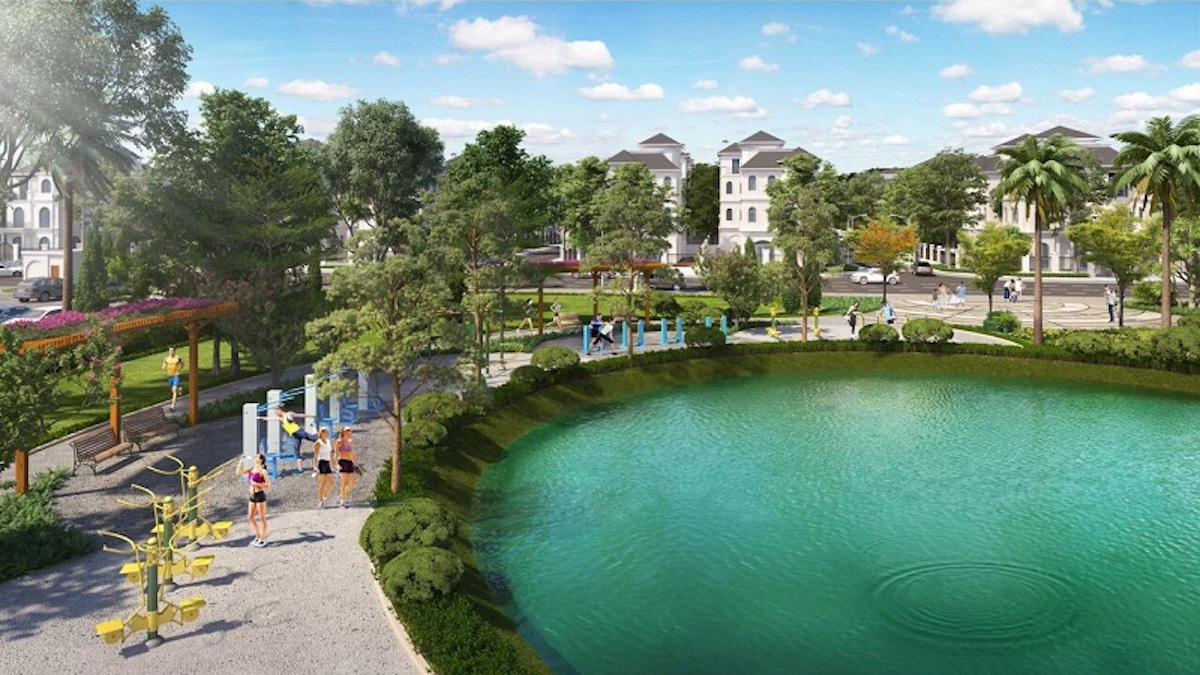 ho-canh-quan-vinhomes-green-villas hồ cảnh quan rộng 7.000 m², giúp điều hòa không khí và tạo không gian thư giãn tuyệt vời.