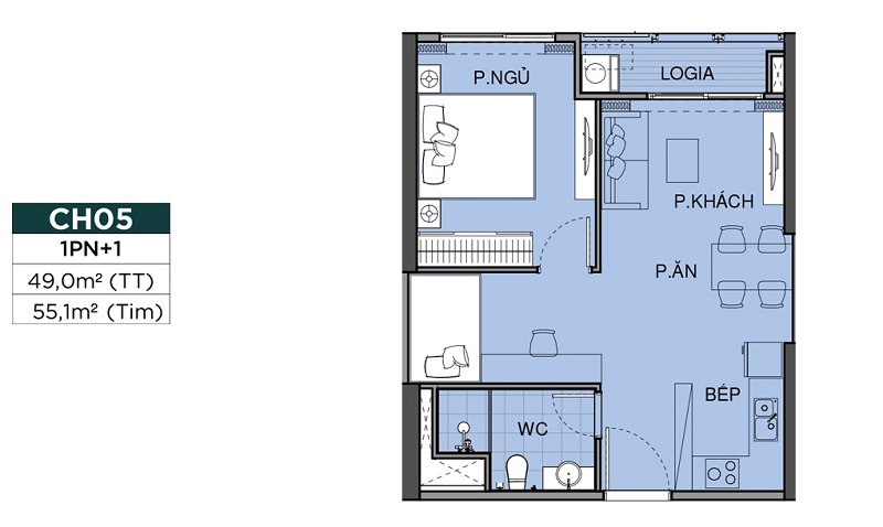 layout-1pn-the-beverly-2 Căn hộ 1PN+ (1 phòng ngủ + 1 không gian đa năng) tại The Beverly Vinhomes Grand Park