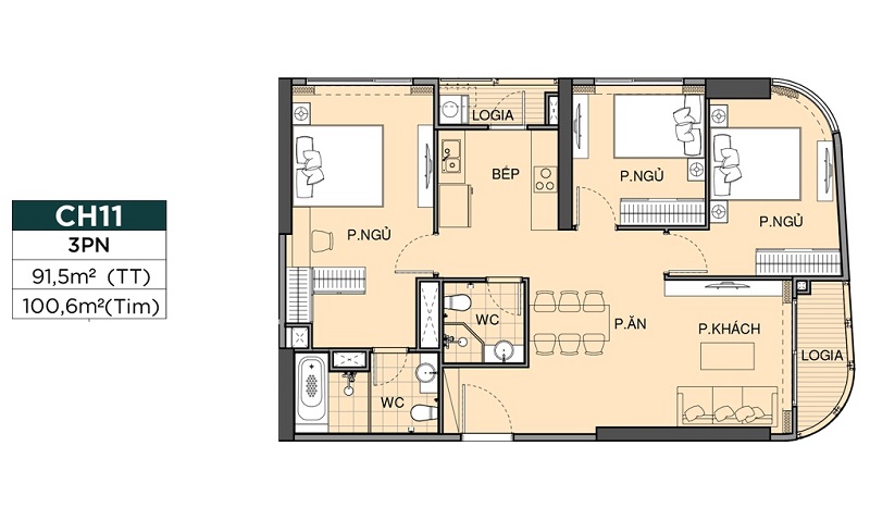 layout-3pn-the-beverly-1 Căn hộ 3PN (3 phòng ngủ, 2 WC) tại The Beverly Vinhomes Grand Park