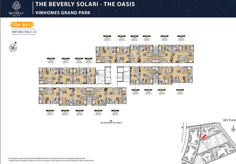 Mặt bằng tầng 4 đến tầng 24 Tòa BS12 Beverly Solary