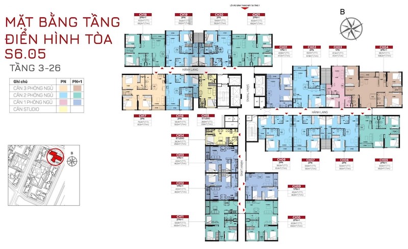 layout căn hộ tòa S605 – The Origami