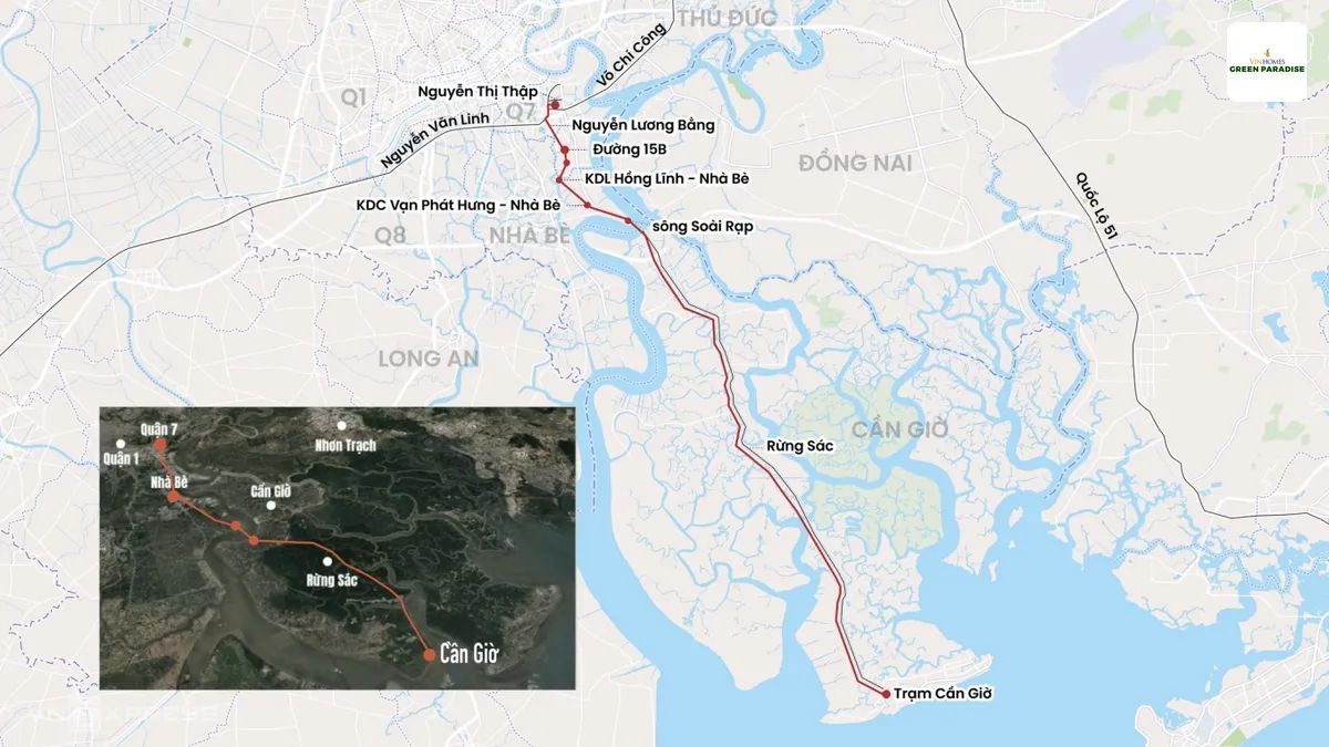 Lộ trình metro Quận 7 – Cần Giờ – đòn bẩy phát triển dự án Vin Green Paradise