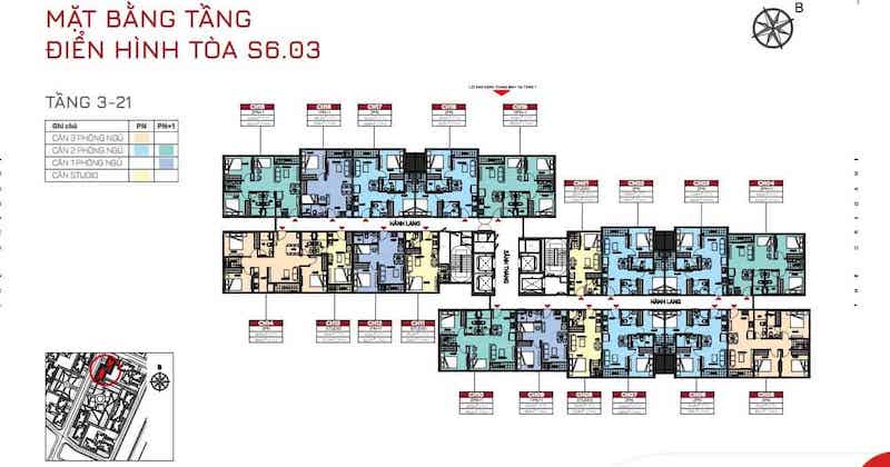 mat-bang-s603-3 Tòa Z: 6 căn hộ 2 phòng ngủ và 4 căn hộ 2 phòng ngủ+ trên mỗi mặt sàn.