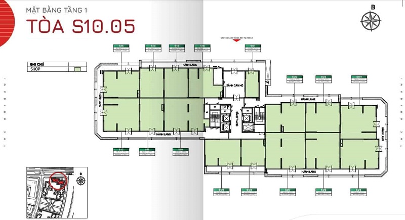 Mặt bằng Shophouse Tòa S10.05