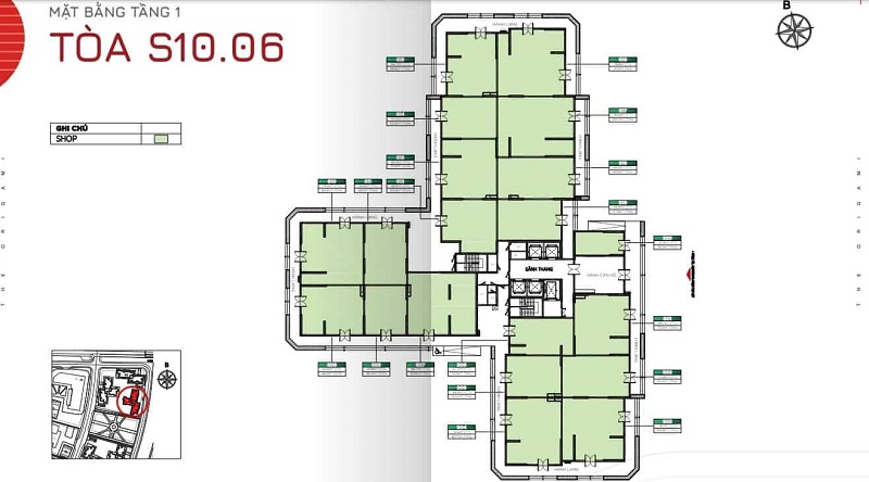 Layout Shophouse Tòa S1006 – Tầng 1