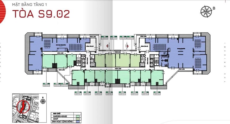 Mặt bằng Shophouse Tòa S9.02