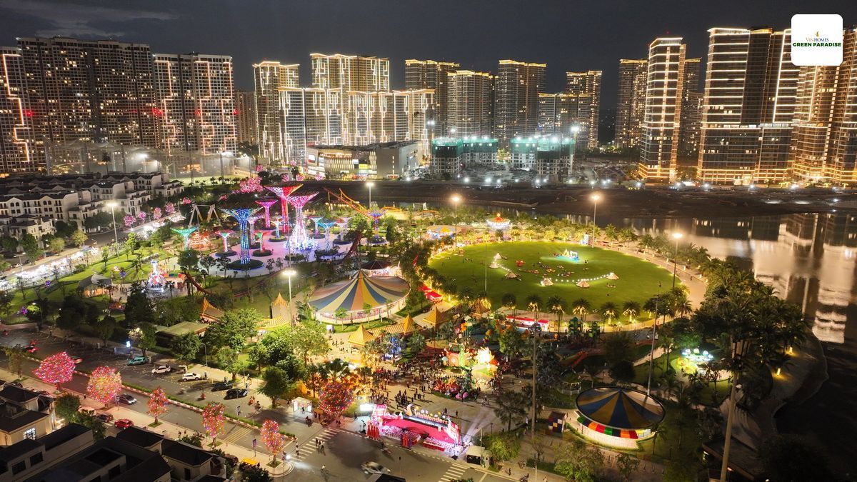 Hình ảnh dự án Vinhomes Grand Park sáng đèn về đêm